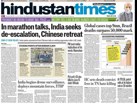 Newspaper Headlines India China Hold Talks After Border Clash