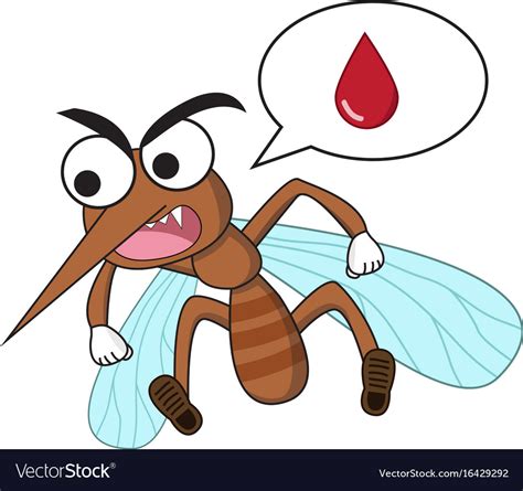 Mosquito In Cartoon Style Isolated On White Vector Image