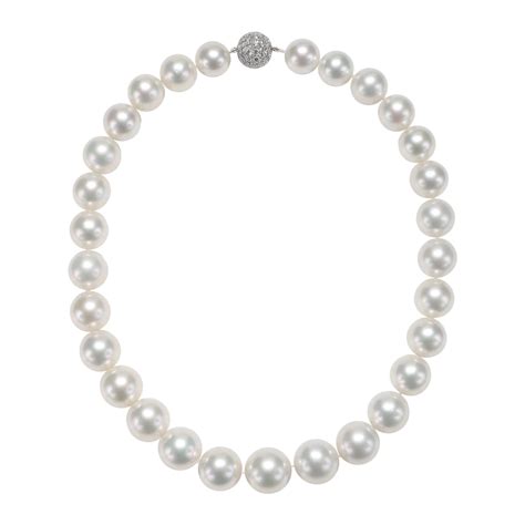 White South Sea Pearl Necklace With Pave Diamond Clasp At 1stdibs