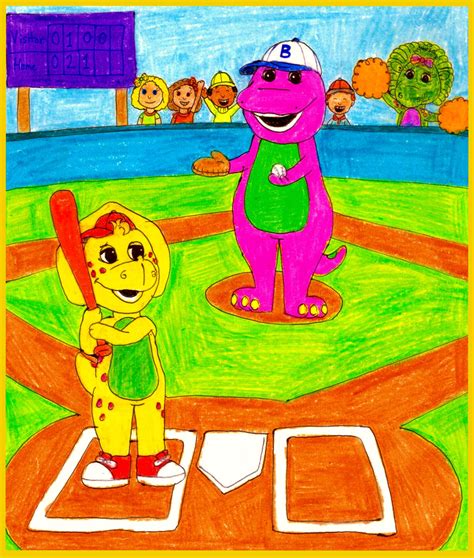 Barney And Bj Playing Baseball By Bestbarneyfan On Deviantart