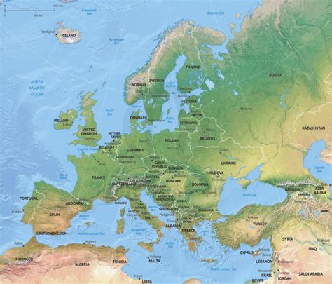 Vector Map Europe Continent Shaded Relief One Stop Map