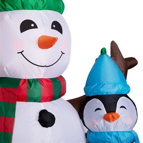 Vivohome 6ft Inflatable Led Airblown Snowman And Penguins Christmas Yard