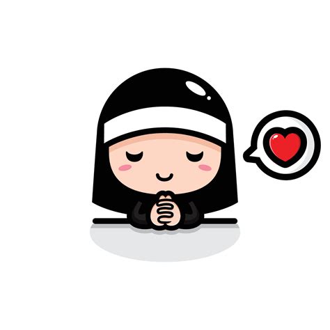 Cute Nun Chibi Character Design Vector Art At Vecteezy