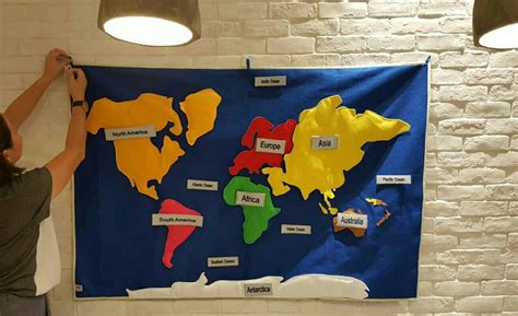 Mapa Del Mundo De Fieltro Mapa Del Mundo Con Continentes Y Etsy