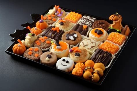 Premium Ai Image Halloween Cookie And Candy Tray