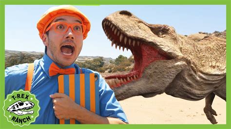 Blippi Learns About Dinosaurs At T Rex Ranch Blippi Youtube