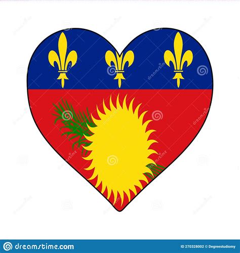 Guadeloupe Heart Shape Flag Love Guadeloupe Visit Guadeloupe Caribbean Latin America Stock