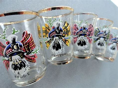 Vintage Scottish Shot Glasses Shot Glass Set Of 5 Scotland Clans Clan