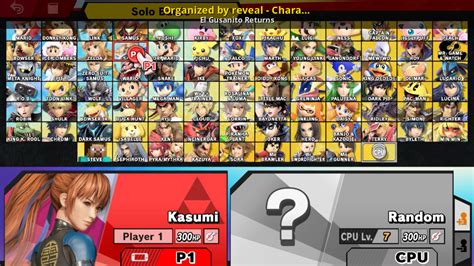 Organized By Reveal Character Select Screen [super Smash Bros Ultimate] [mods]