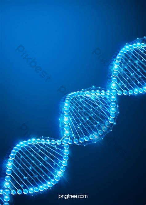 Dna Gene Background Of Blue Gradient Luminescence Biological Chain