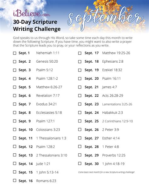 September Scripture Writing Guide 2018