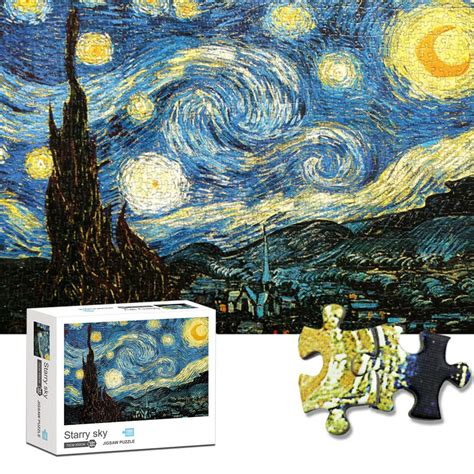 Jigsaw Puzzle 1000 Piece Starry Night Art Oil Painting Jigsaw Puzzle For Adults Teens Difficult