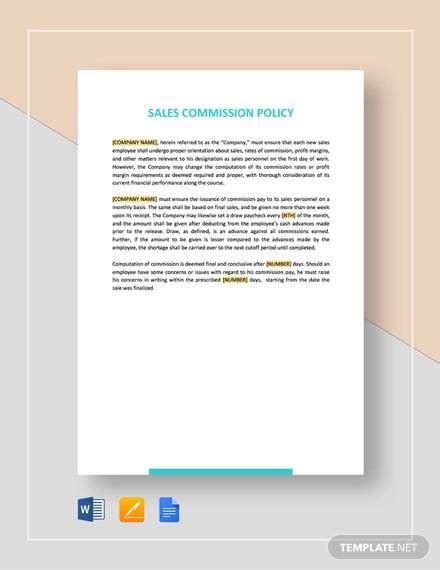 free 9 sales commission policy samples and templates in psd pdf