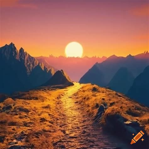 Golden Hour Mountain Path Scenery