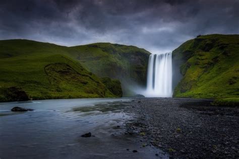 Iceland Waterfall Skogafoss Mountain River Wallpapers Hd Desktop