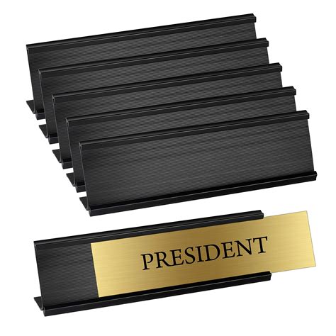 Buy Set Of 6 Sturdy And Elegant Black Aluminum Desk Name Plate Holder