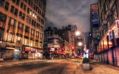 wallpaper city street cityscape night building road evening hdr new york city town