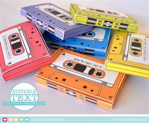 Cassette Tapes T Card Holder Party Favor Boxes Retro Cassette 7
