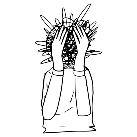 Hand Drawn Confusion Concept Girl With Anxiety Touch Head Surrounded
