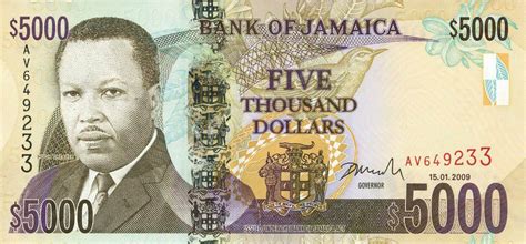 You can choose the period from 7 days up to 1 year. 5000 Jamaican Dollars banknote (Hugh Shearer) - Exchange ...