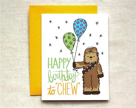 Chewbacca Birthday Card Star Wars Birthday Card Happy Etsy
