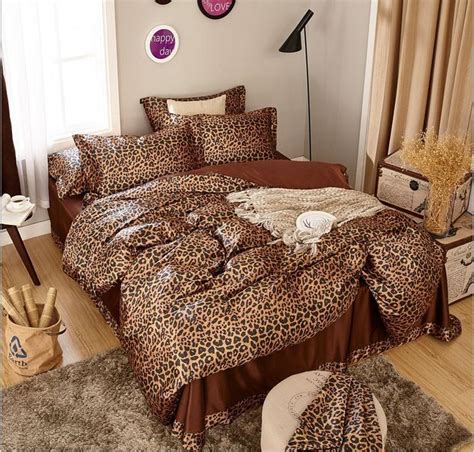 European bedding is now available in the u.s. Leopard Comfort brand Silk Satin 3/4pcs bedding set ...