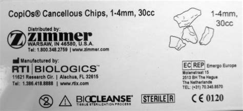 Zimmer Copios Cancellous Chips 1 4mm 30cc 00 1105 070 16