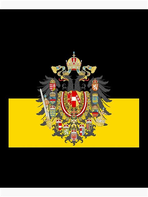 Black Stylised Austrian Empire Flag Mounted Print For Sale By