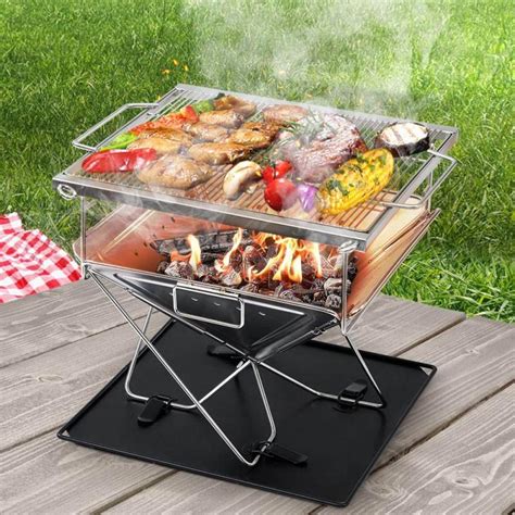 Camping Fire Pit Bbq Portable Folding Stainless Steel Stove Outdoor