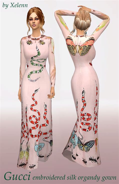 My Sims 4 Blog Gucci Embroidered Silk Gown By Xelenn