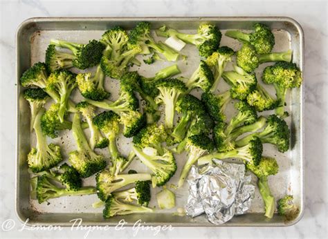 oven roasted broccoli with garlic lemon thyme and ginger