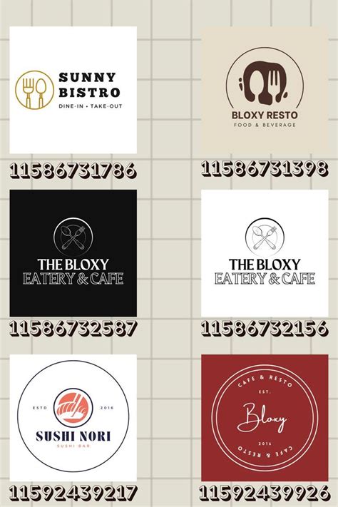 Roblox Bloxburg Restaurant Logo Sign Decals Cafe Decal Codes Bloxburg