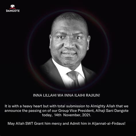 Nigeria Alhaji Sani Dangote Brother To Africas Wealthiest Aliko