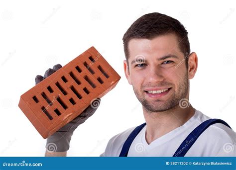 Man Holding Brick Stock Photo Image Of Caucasian Handyman 38211202