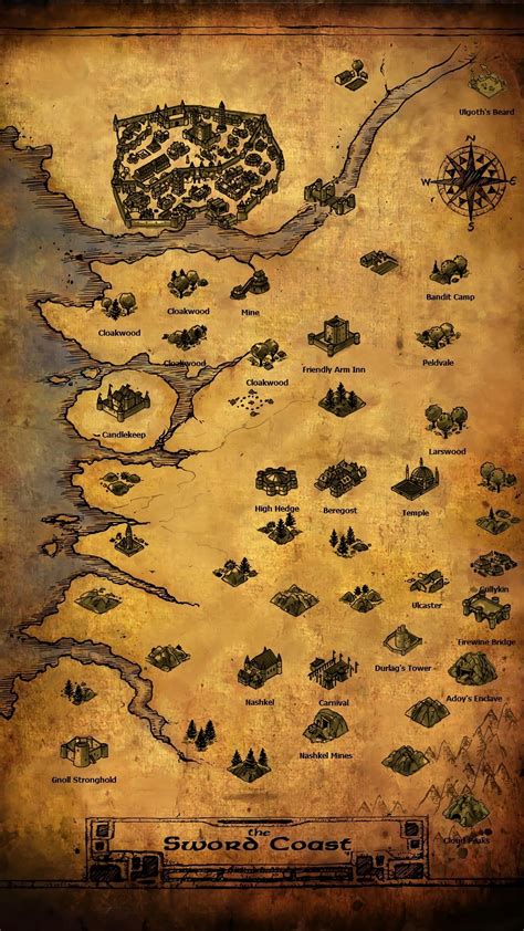 Baldurs Gate World Map Phone Wallpaper 1440x2560 Dnd