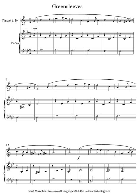 Learn greensleeves melody on the piano. Greensleeves sheet music for Clarinet - 8notes.com