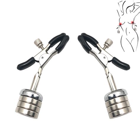 Leather Bondage Female Stainless Steel Adjustable Torture Play Clamps