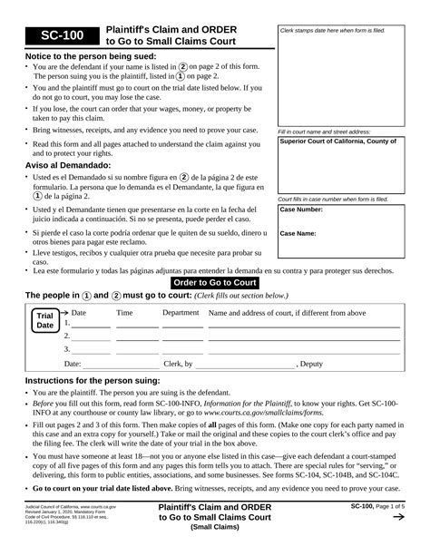 Blank Form Sc 100 Fill Out And Print Pdfs