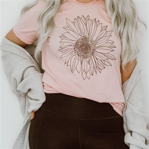 Sunflower Shirt Sunflower Tshirt Spring Clothing Women Etsy