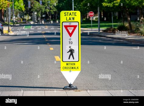State Law Yield For Pedestrians Within Crosswalk Reboundable Road Sign