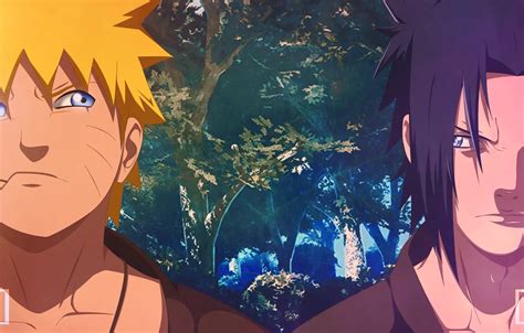 Обои лес парни Наруто Naruto Саске Учиха Узумаки Наруто картинки