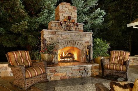 10 Great Functional Outdoor Stone Fireplaces Interior Design Ideas