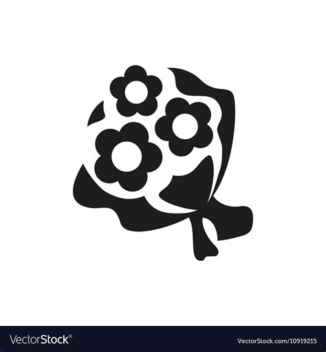 Simple Black Bouquet Of Flowers Icon On White Vector Image