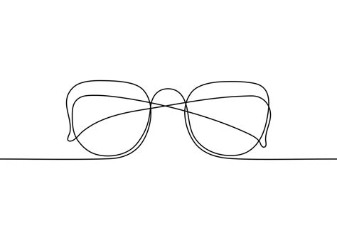 Glasses One Black Single Continuous Line Art Drawing Style Sunglasses Outline Front View Of