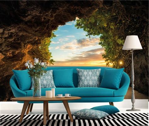 3d Wall Murals Wallpaper Seaside View Of The Beach By The Sea 3d