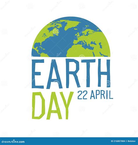Earth Day Logotype Design Planet Earth And Text Earth Day 22 April