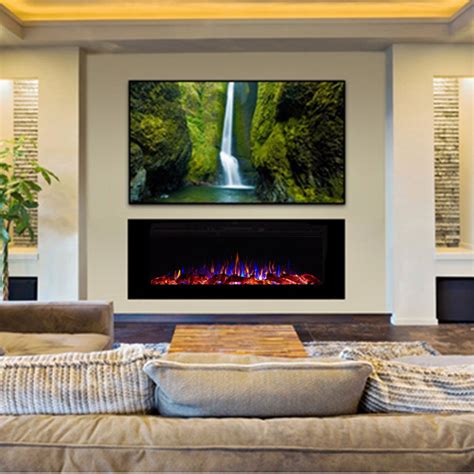 Touchstone Sideline 60 Inch Wall Mounted Recessed Electric Fireplace