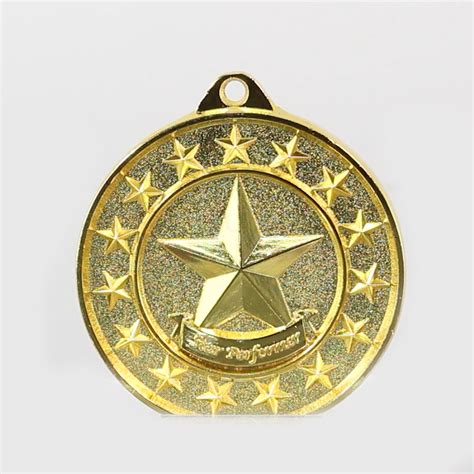 Star Performer Starry Medal Gold 50mm Achievement Awardsandtrophies