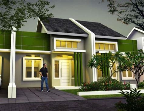 desain rumah minimalis warna hijau cek bahan bangunan