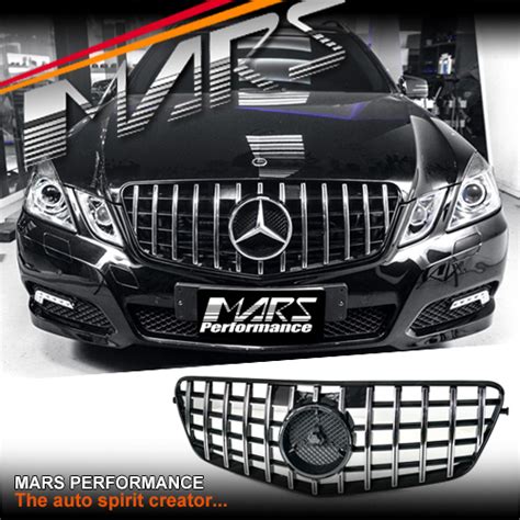 Chrome Black Amg Gt Style Front Bumper Bar Grille Grill For Mercedes